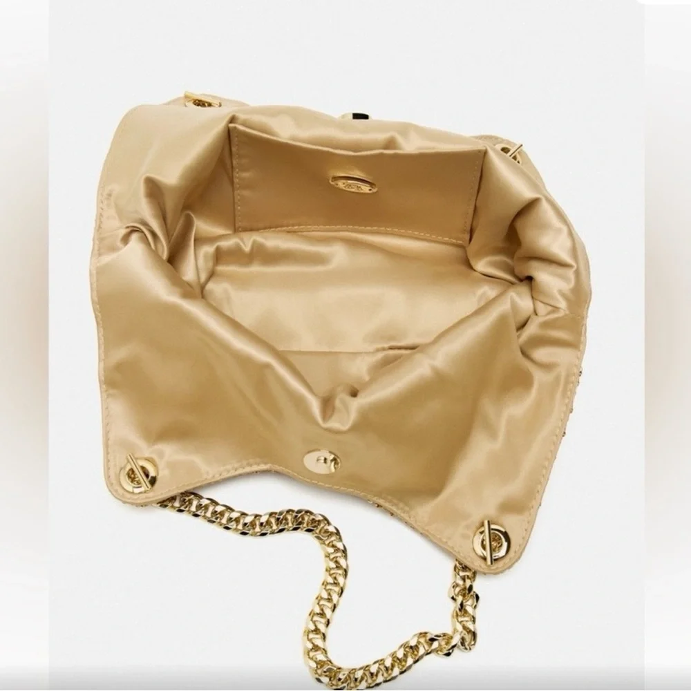 NWT Zara Gold Rhinestone Mini Tote - Picture 6 of 8